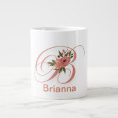Floral Letter Modern Monogram Initial Jumbo-Tasse (Vorderseite)