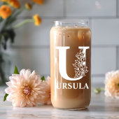 Floral Letter U Monogramm Personalisiert Name Weiß Dosenglas