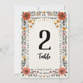 Floral Letterpress Table Number Einladung