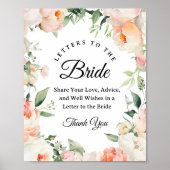 Floral "Letters to the Bride" Bridal Shower sign Poster (Vorne)