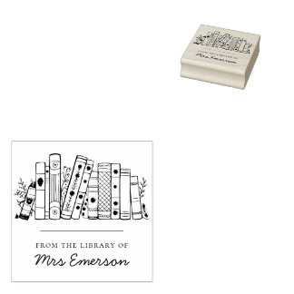 Floral Library Personalisiert Teacher Book Briefma Gummistempel