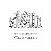 Floral Library Personalisiert Teacher Book Briefma Gummistempel (Prägung)