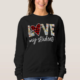 Floral Liebe Meine Schüler Buffalo Kariert Heart A Sweatshirt