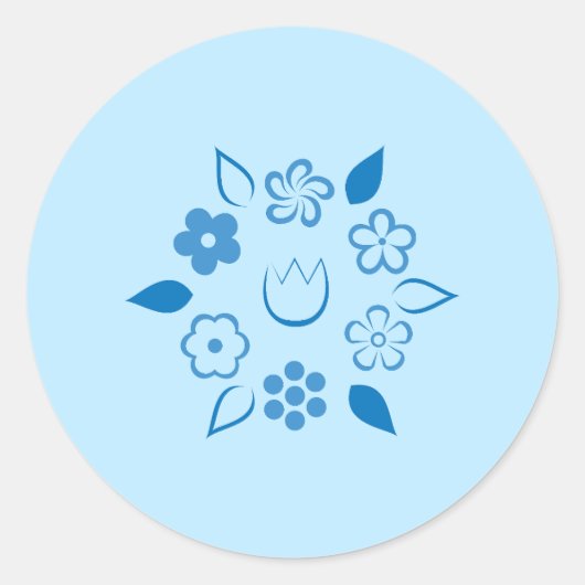 Floral Light Blue Berry Spring Blume Runder Aufkleber (Vorderseite)