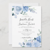 Floral Light Dusty Blue Botanical Wedding Einladung (Vorderseite)
