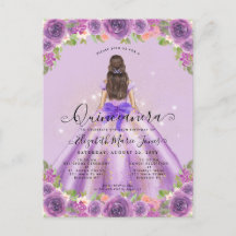 Floral Light Lila Gold Glaess Princess Quinceanera