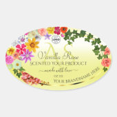 Floral Light Yellow Product Labels Monogram Logo Ovaler Aufkleber (Vorderseite)