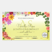 Floral Light Yellow Product Labels Monogram Logo Rechteckiger Aufkleber (Vorderseite)