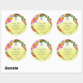 Floral Light Yellow Product Labels Monogram Logo Runder Aufkleber (Blatt)