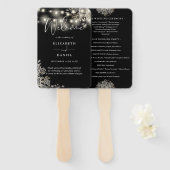 Floral Lights Black Gothic Wedding Program Fächer (Vorne und Hinten)