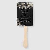 Floral Lights Black Gothic Wedding Program Fächer (Vorderseite)