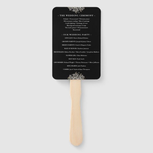 Floral Lights Black Gothic Wedding Program Fächer (Rückseite)