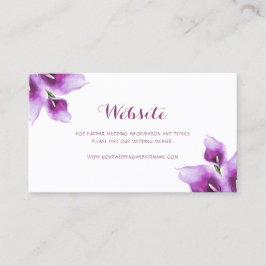 Floral Lila Calla Lily Wedding Website Card Visitenkarte