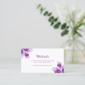 Floral Lila Calla Lily Wedding Website Card Visitenkarte (Stehend Vorderseite)