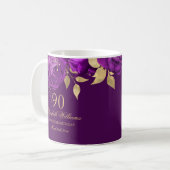 Floral Lila Gold Rose 90. Geburtstag Kaffeetasse (Vorderseite Links)