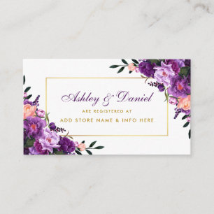 Floral Lila Gold Wedding Registrierungskarte Begleitkarte