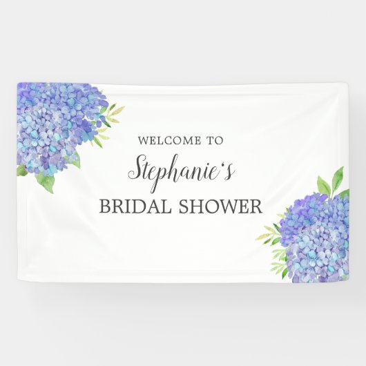 Floral Lila Hydrangea Brautparty Willkommen Banner (Horizontal)