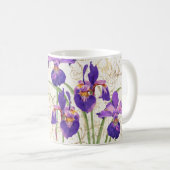 Floral Lila Iris Gold Damask Mononame Kaffeetasse (VorderseiteRechts)