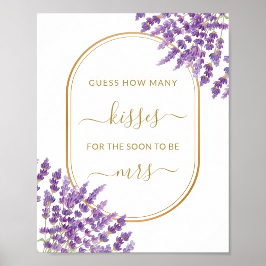 Floral Lila Lavendel Wie viele Kisses Bridal Game Poster (Vorne)