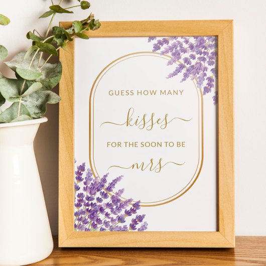 Floral Lila Lavendel Wie viele Kisses Bridal Game Poster