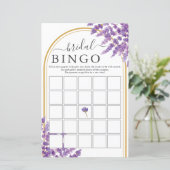 Floral Lila Lavenders Brautparty Bingo Game (Stehend Vorderseite)