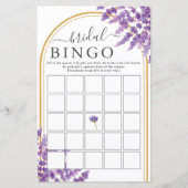 Floral Lila Lavenders Brautparty Bingo Game (Vorderseite)