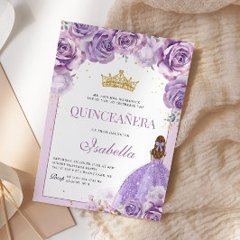 Floral Lila Lilac Quinceanera Goldprinzessin Einladung