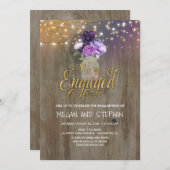 Floral Lila Mason Jar Rustikale Engagement Partei Einladung (Vorne/Hinten)