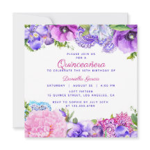 Floral Lila Paisley Modern Quinceañera