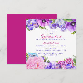 Floral Lila Paisley Modern Quinceañera Einladung