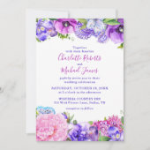 Floral Lila Paisley Watercolor Wedding Einladung (Vorderseite)