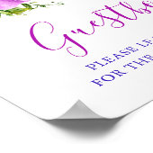 Floral Lila Paisley Wedding Guestbook Sign Poster (Ecke)