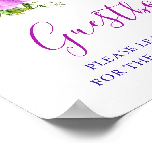 Floral Lila Paisley Wedding Guestbook Sign Poster (Ecke)