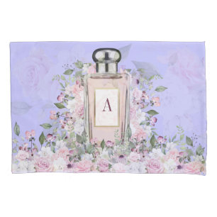 Floral Lila Parfüm Monogramm Kissenbezug