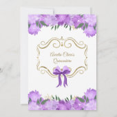 Floral Lila Princess XV Quinceañera Geburtstag Einladung (Rückseite)