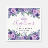 Floral Lila Quinceanera Serviette (Vorderseite)