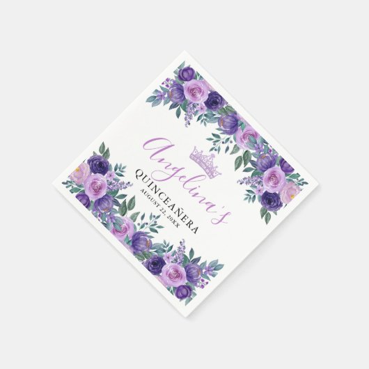 Floral Lila Quinceanera Serviette (Ecke)