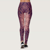 Floral Lila Rosegold AI art Leggings (Rückseite)