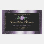 Floral Lila schwarze Produktkennzeichnungen Weiche Rechteckiger Aufkleber (Vorderseite)