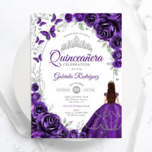 Floral Lila Silber Quinceanera