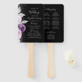 Floral Lila Silver Black Wedding Program Fächer (Vorne und Hinten)