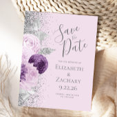 Floral Lila Silver Glitzer Lavendel Postkarte