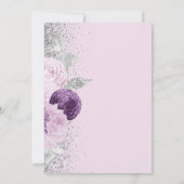 Floral Lila Silver Glitzer Lilac Wedding Einladung (Rückseite)