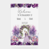Floral lila Verlobung Acrylschild (Vorderseite)