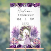 Floral lila Verlobung Acrylschild (Neutral)