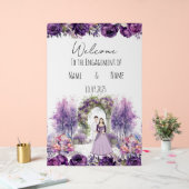 Floral lila Verlobung Acrylschild (Hochzeit)