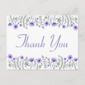 Floral Lila Vielen Dank Blume Hochzeitsfeier Postkarte (Vorderseite)