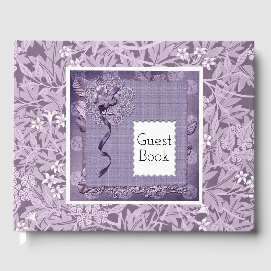 Floral Lila William Morris Pattern Country Gästebuch (Vorderseite)