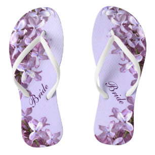 Floral Lilac Blume Hochzeit Bridal Flip Flops Badesandalen