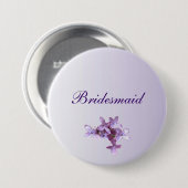 Floral Lilac Blume Hochzeit Bridesmaid Button (Vorne & Hinten)